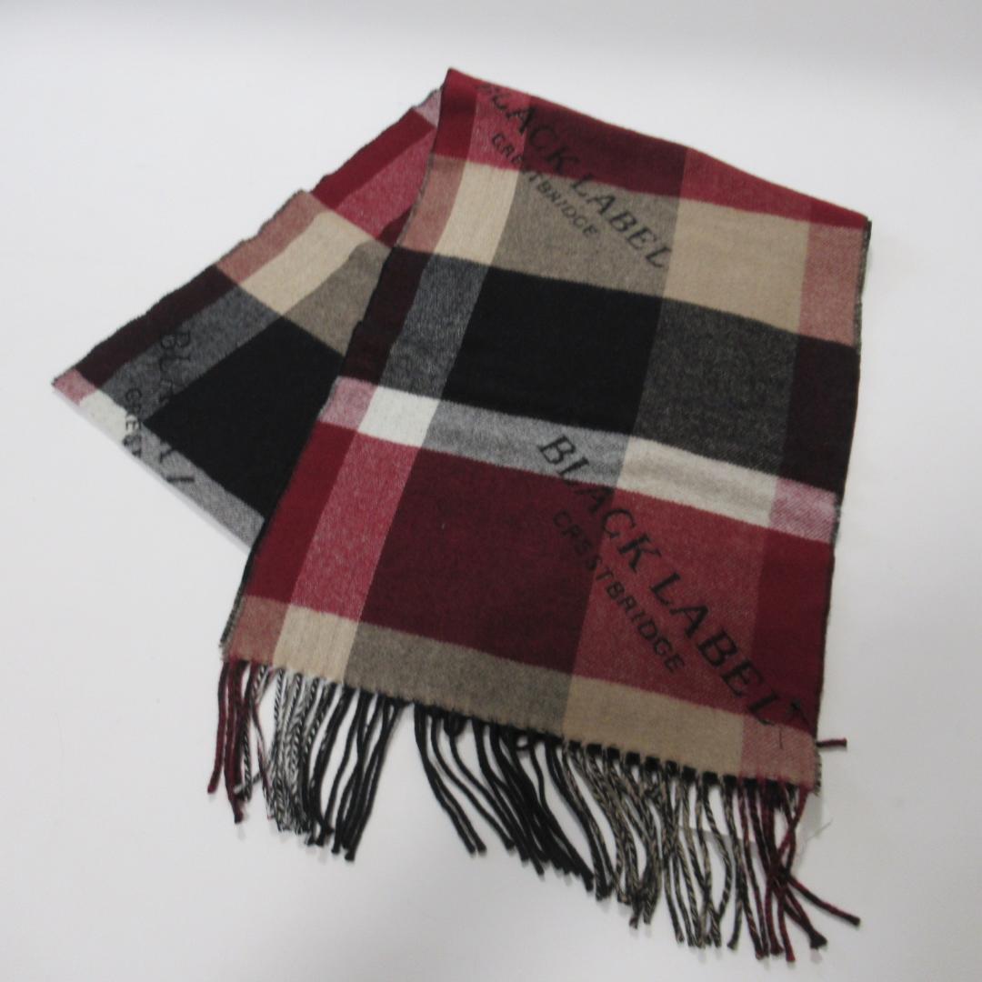 ブラックレーベルクレストブリッジ 新品 ロゴジャカードカシミヤマフラー