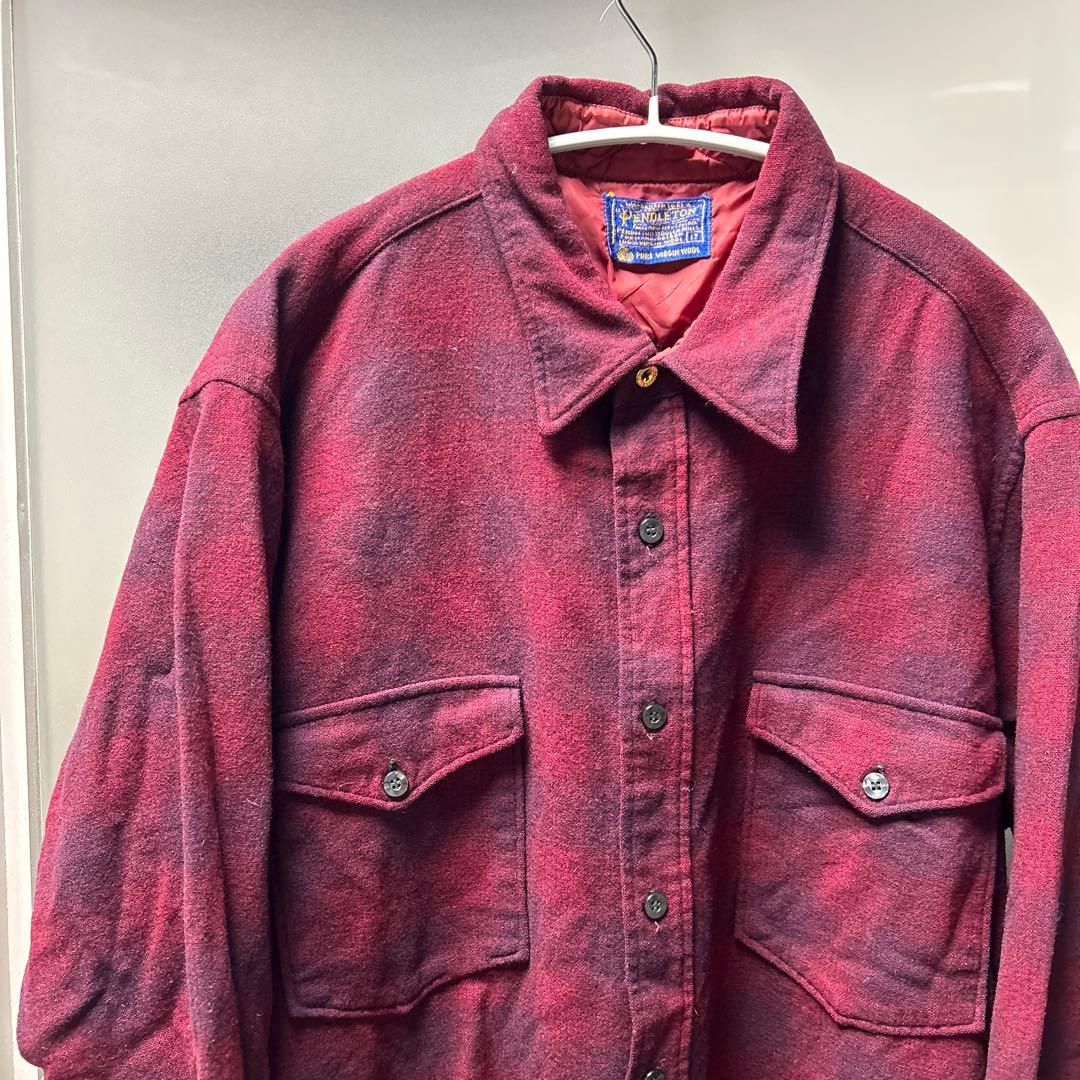 60s ペンドルトン オンブレ シャドーチェック ボードシャツ マチ付き