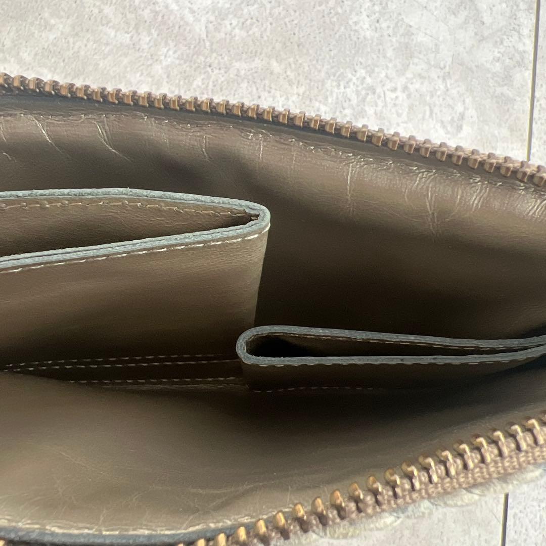 ヨーガンレール　メッシュ　財布　長財布　横長　フラット　本革　ゴールド　お値下げ