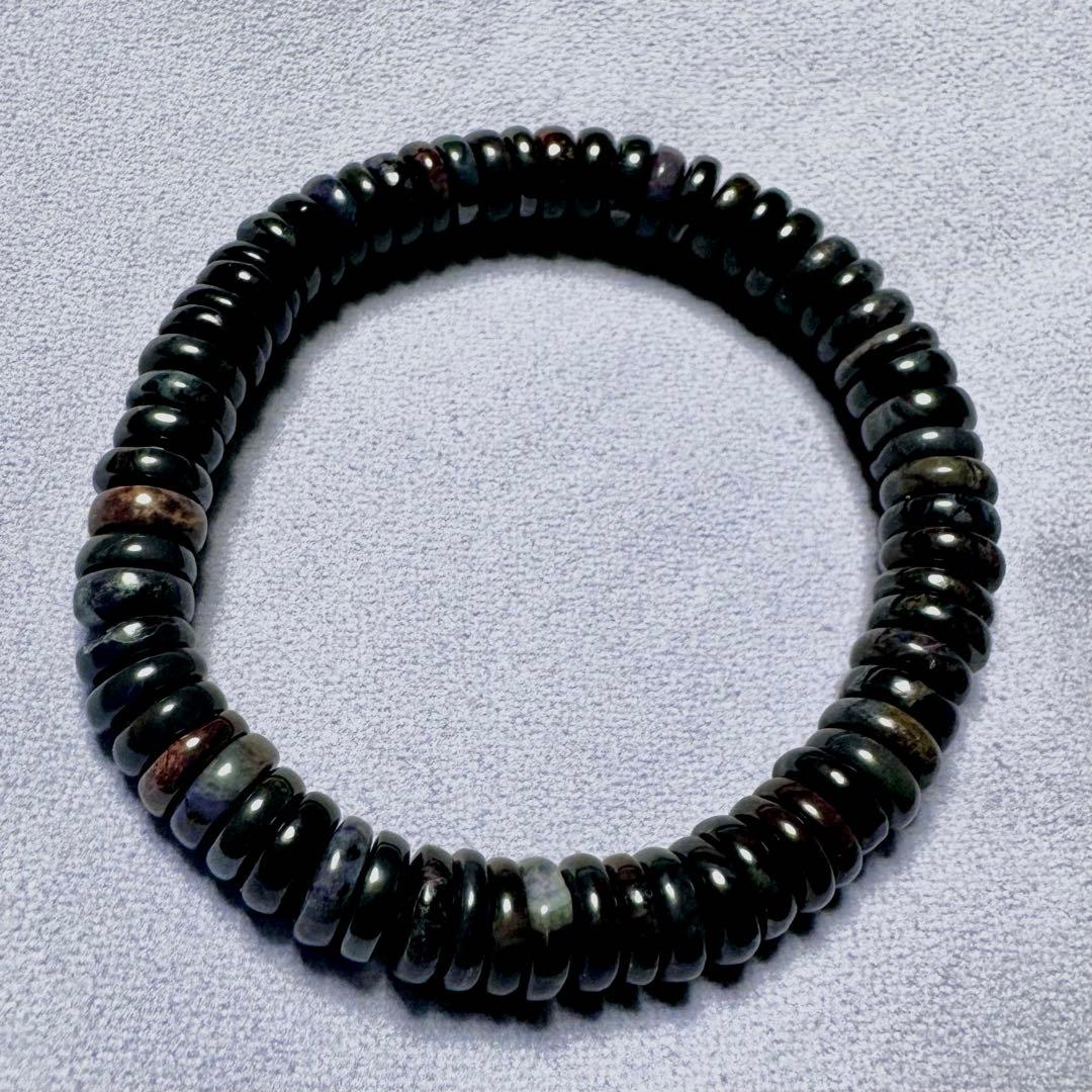 【鑑別済】未使用、希少な本物証明✨高品質スギライトボタンカット、ブレスレット