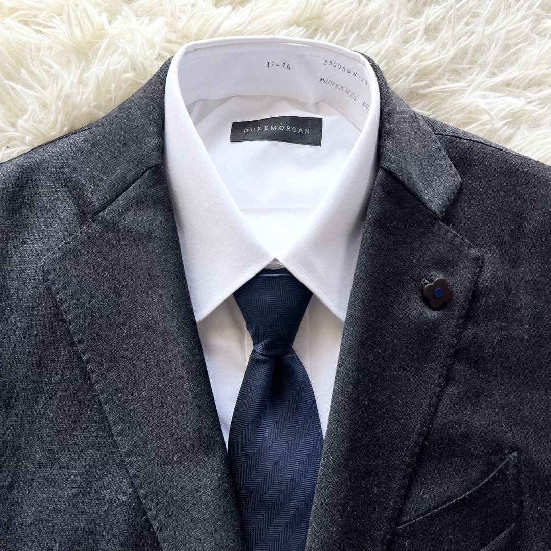 <美品>LARDINI グレー ウール ジャケット ブートニエール サイズ46