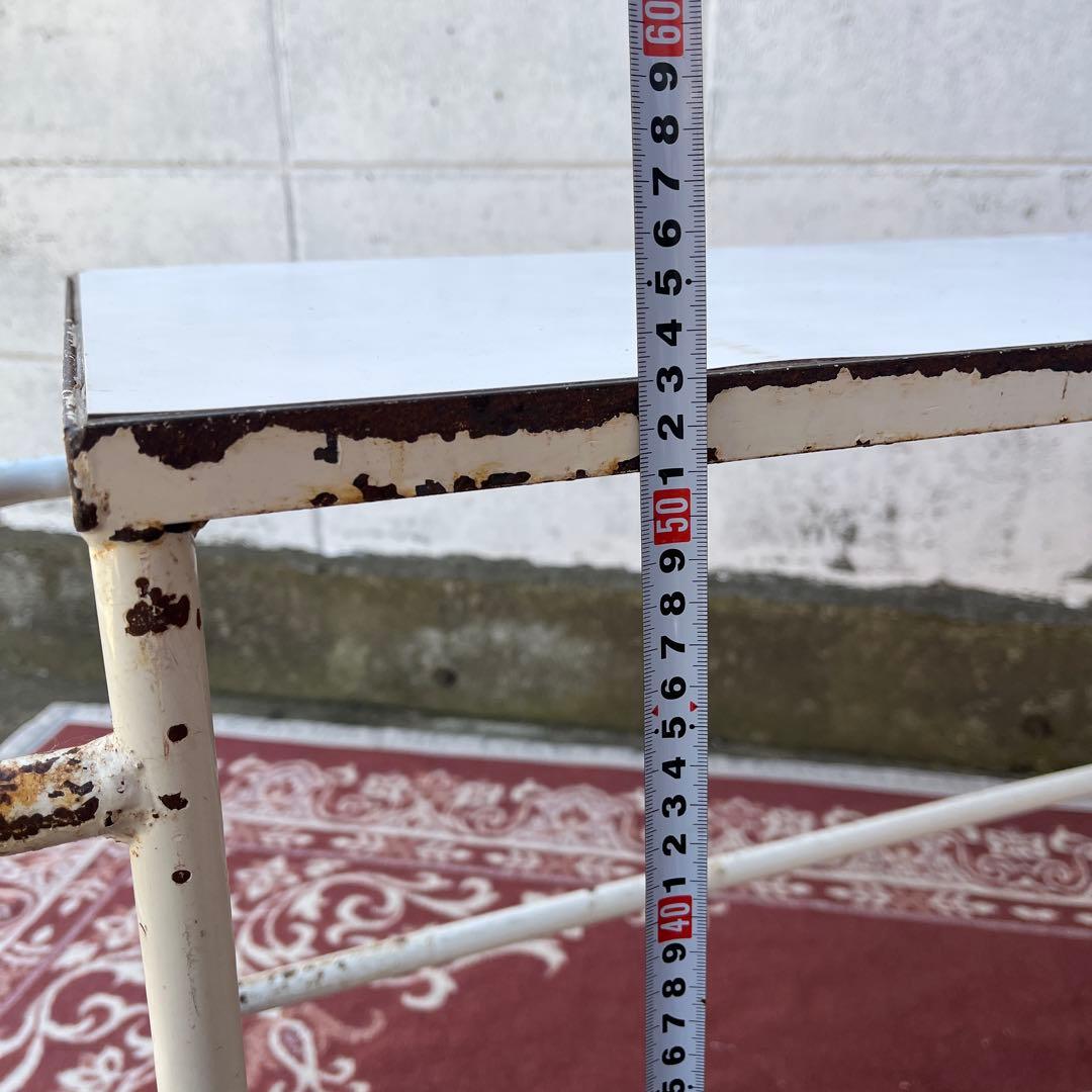 古道具ビンテージ◾️鉄アイアン シャビーな風合い キャスター付き 作業台 テーブル