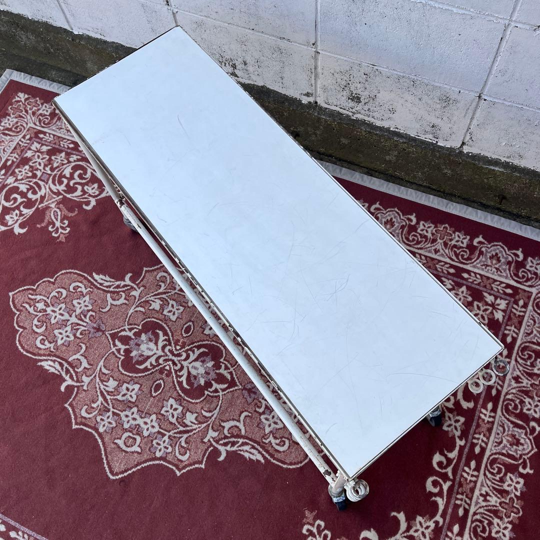 古道具ビンテージ◾️鉄アイアン シャビーな風合い キャスター付き 作業台 テーブル