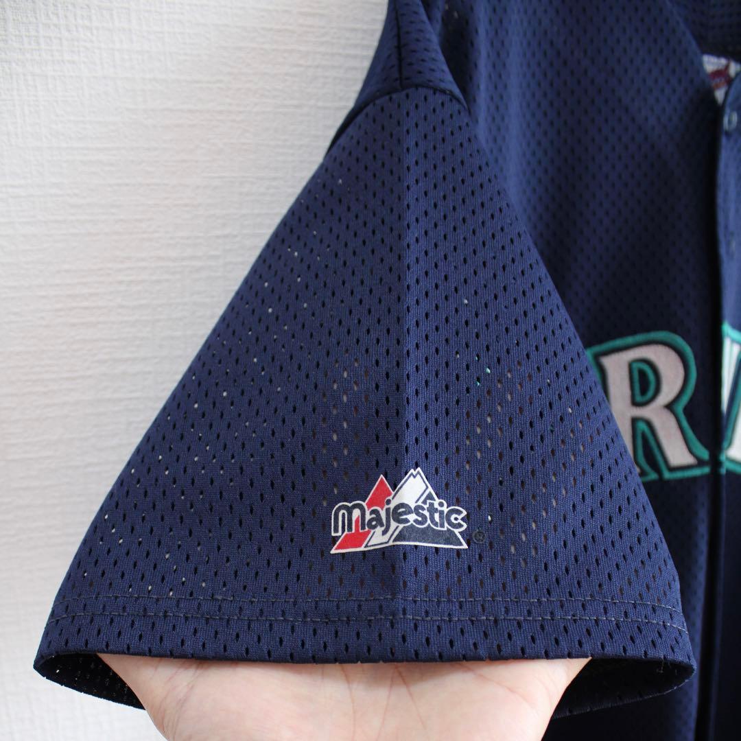 USA製90's　Majestic シアトル マリナーズ 濃紺 古着ゲームシャツ