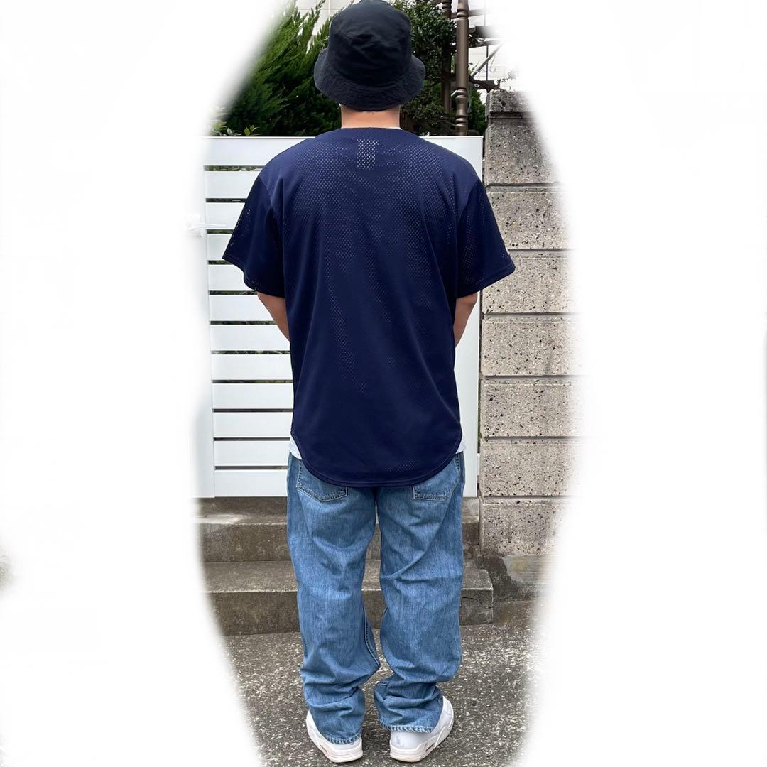 USA製90's　Majestic シアトル マリナーズ 濃紺 古着ゲームシャツ