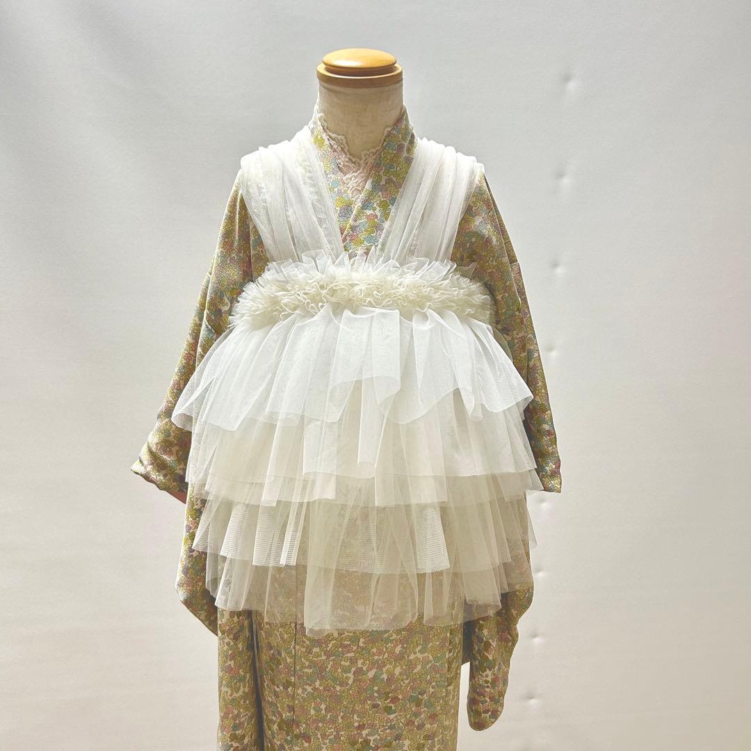被布エプロン【ミルク】チュール被布 被布ドレス 七五三 チュール