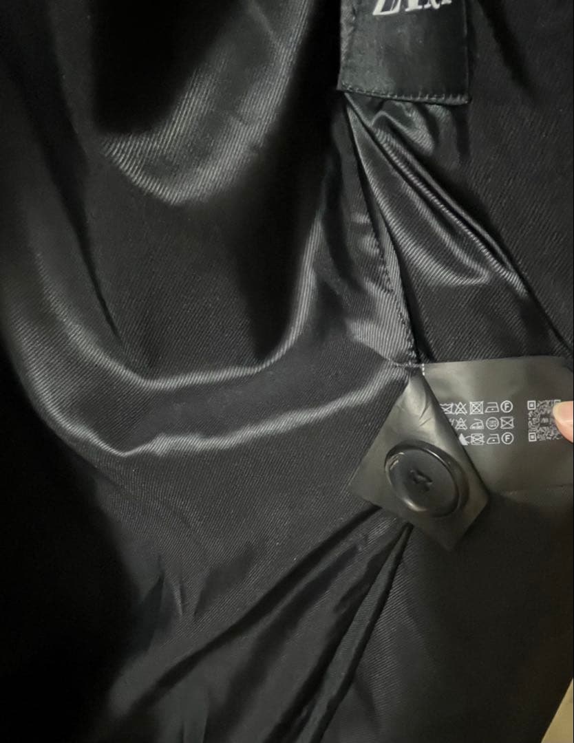 ZARA 黒 ダブルブレスト ウールブレンドコート