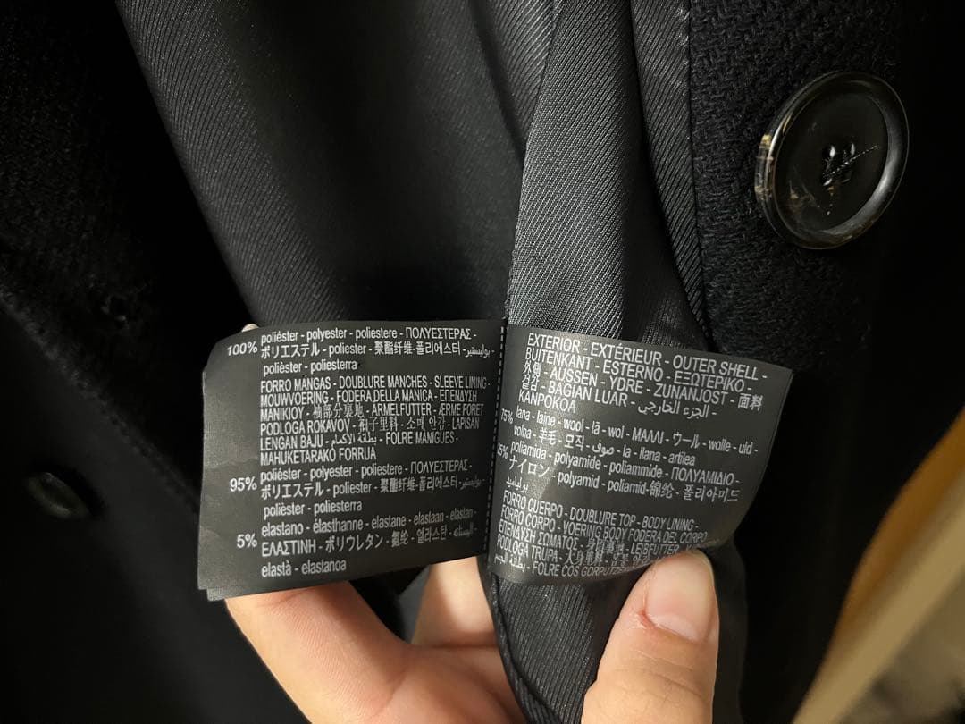 ZARA 黒 ダブルブレスト ウールブレンドコート