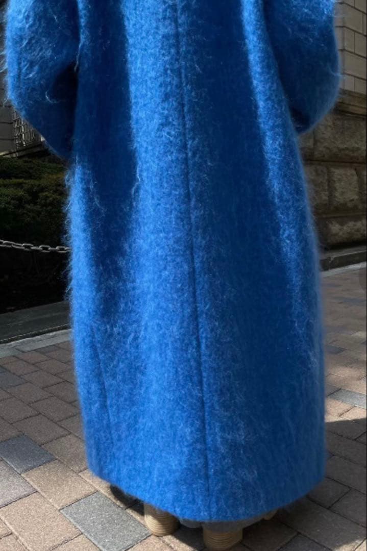 Ameri vintage SHAGGYCOAT モヘア ウールコートブルー M