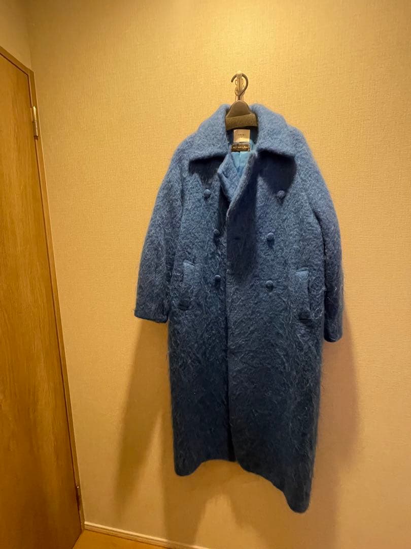Ameri vintage SHAGGYCOAT モヘア ウールコートブルー M
