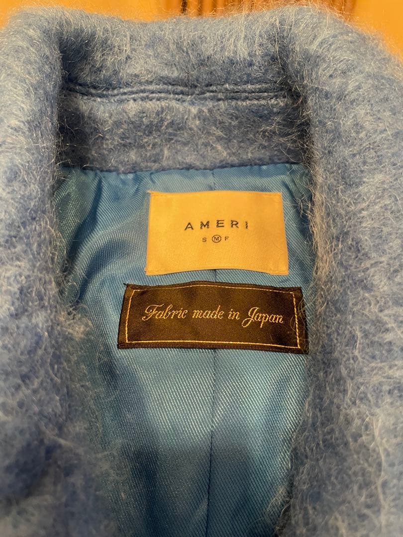 Ameri vintage SHAGGYCOAT モヘア ウールコートブルー M