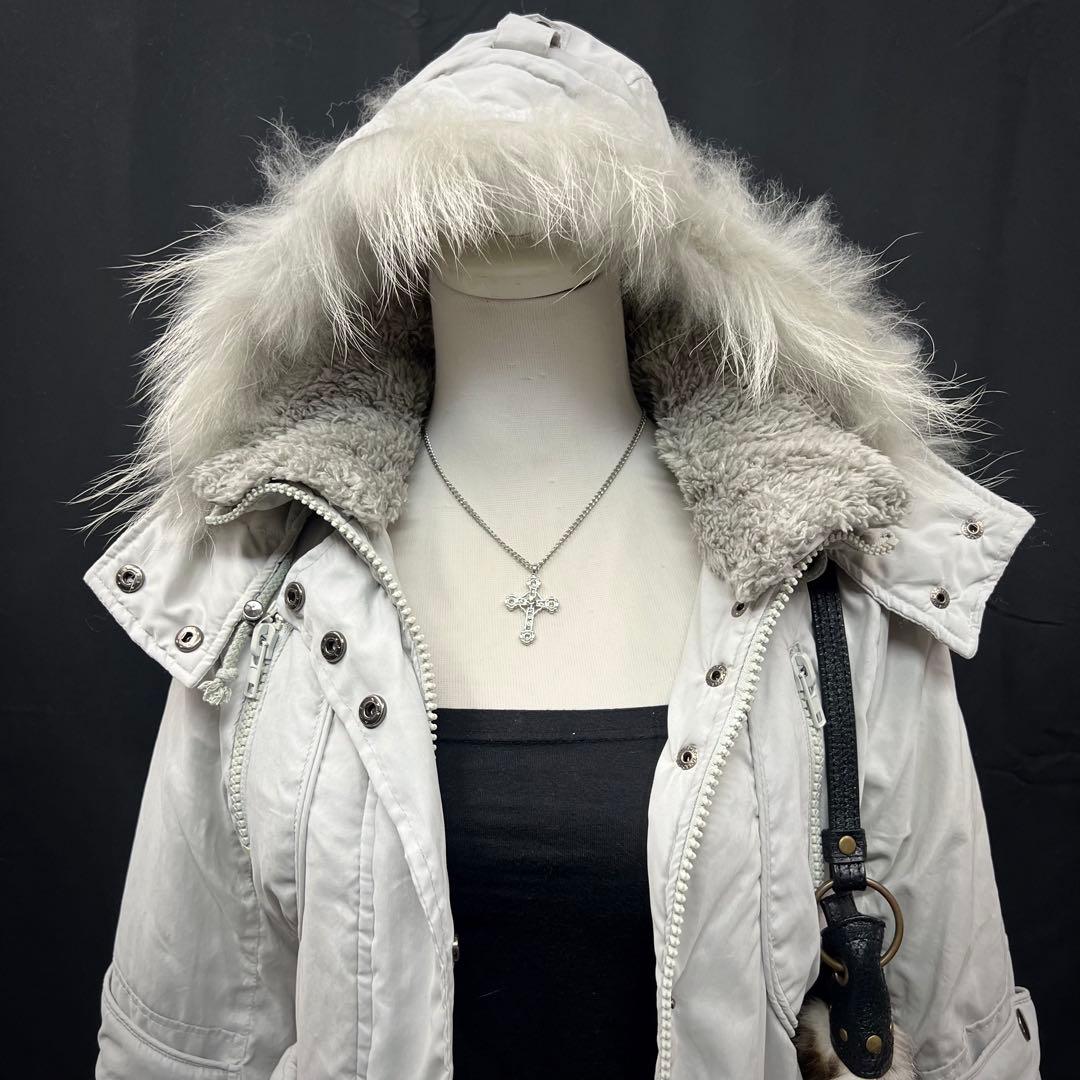 平成ギャル　y2k グランジ　ダークコア　 ファー付き　モッズコート　ギミック