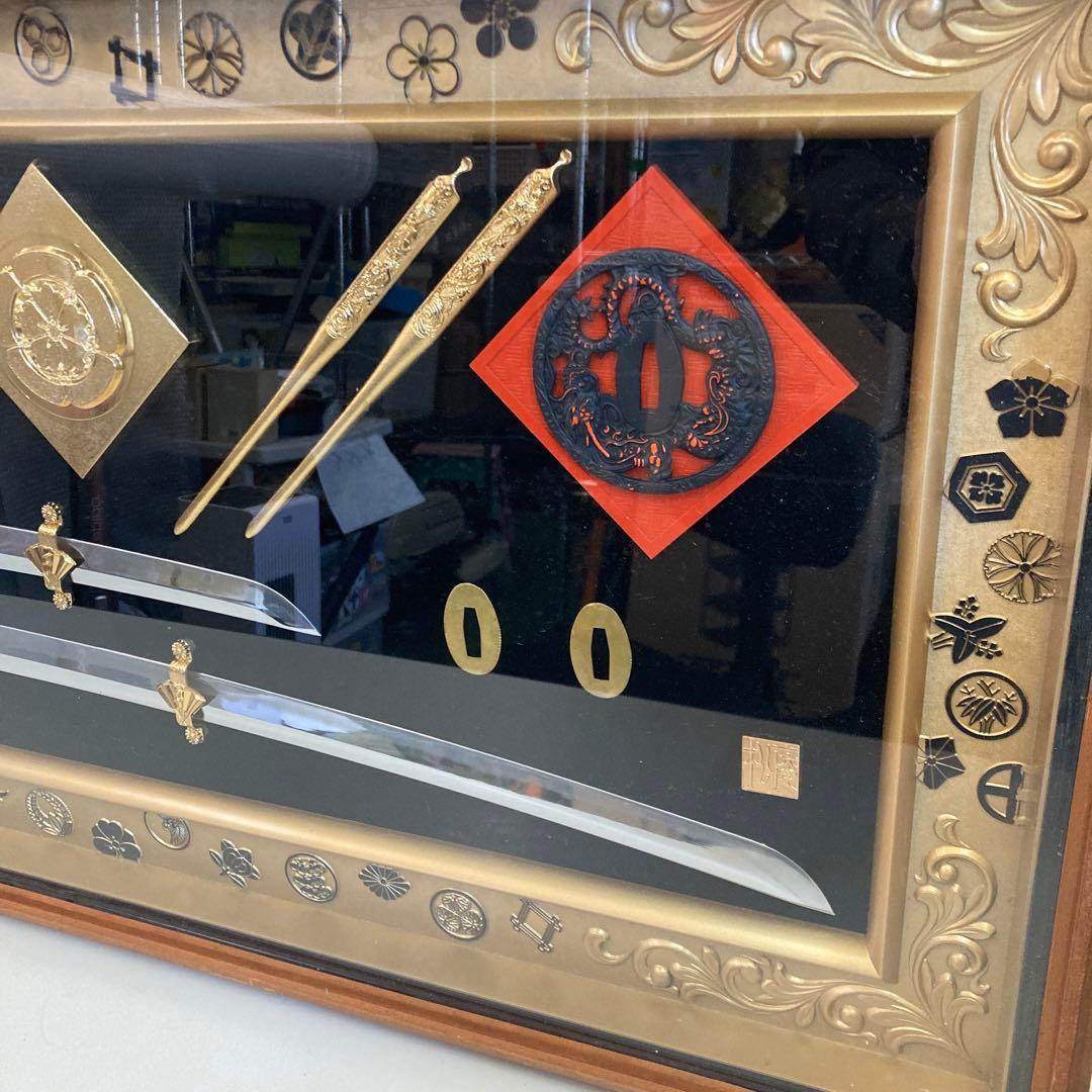 美術　工芸品 刀剣額 江戸時代 レプリカ 模造刀 日本刀 鍔 コレクション 飾り