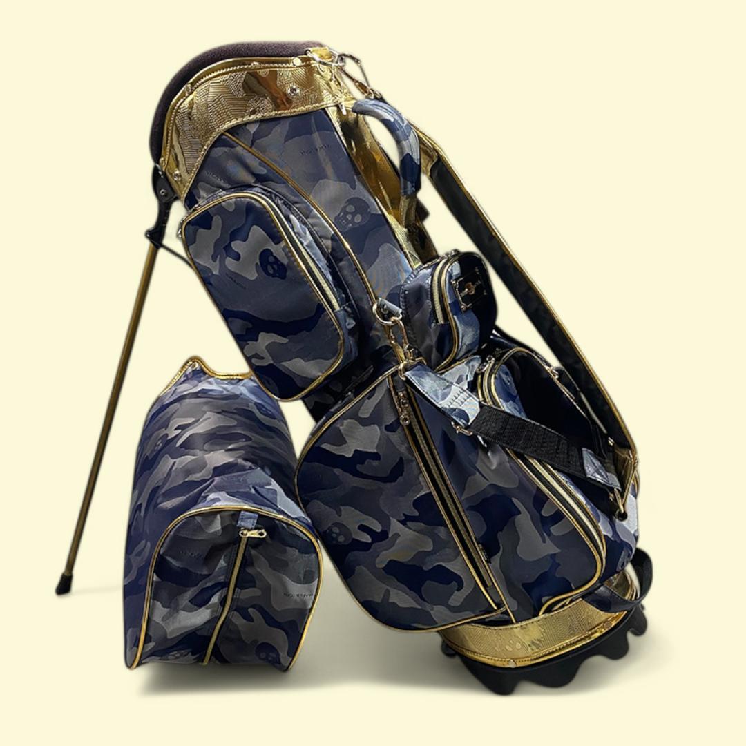 マークアンドロナ スタンド キャディバッグ ゴールド カモフラ