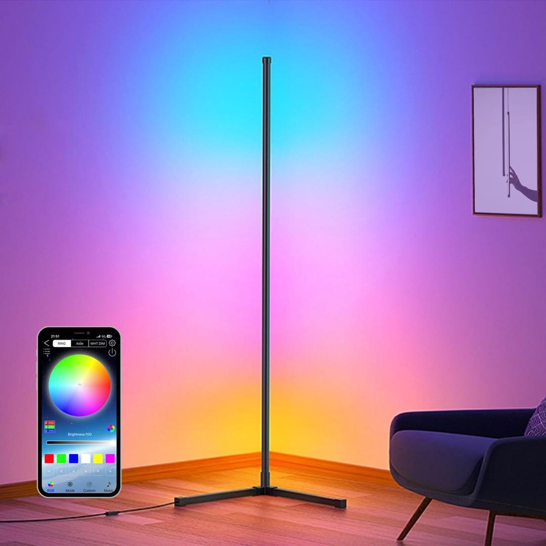 RGB 変色フロアランプ 調光可 高さ153cm LEDコーナーライト2個セット