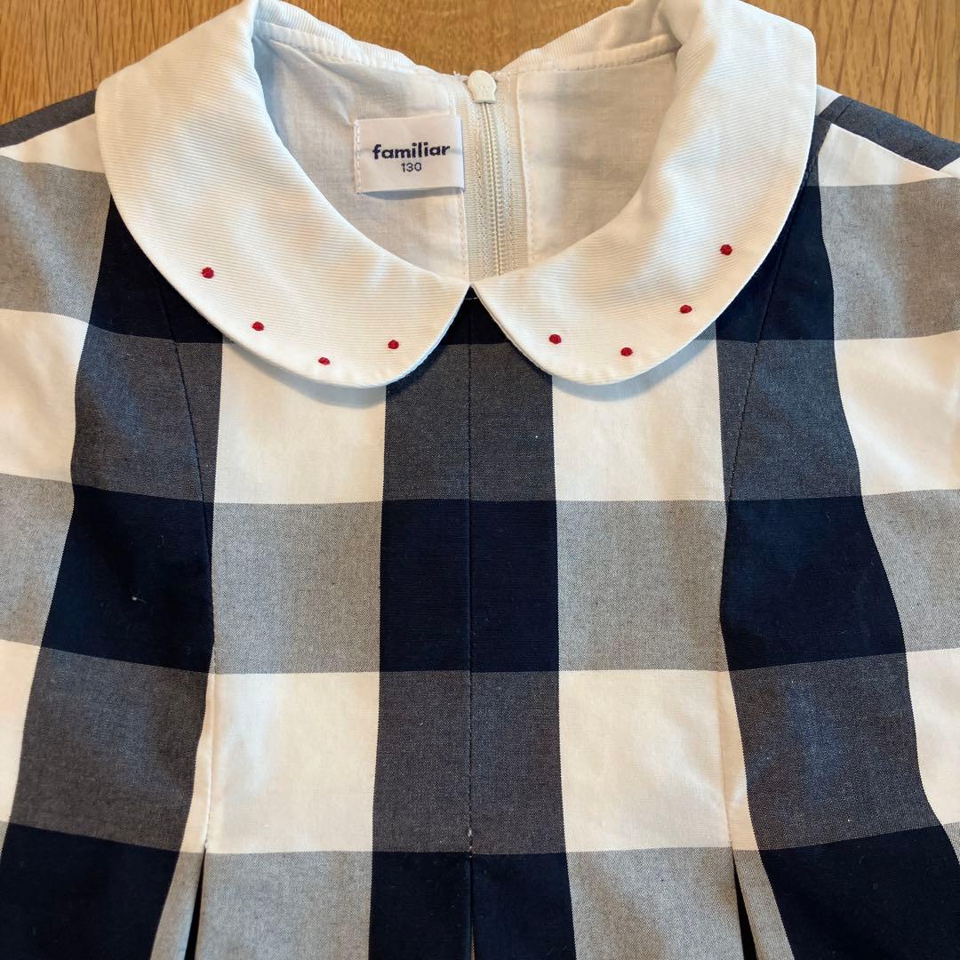 familiar 半袖チェックワンピース 130
