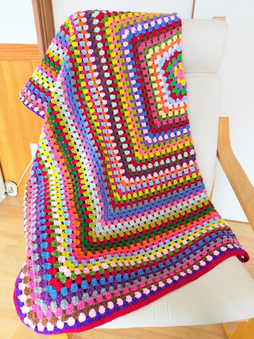 モチーフ編みブランケット グラニー編みマルチカバー150×150