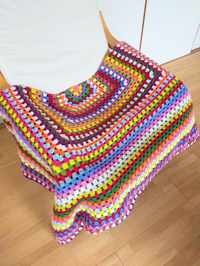 モチーフ編みブランケット グラニー編みマルチカバー150×150