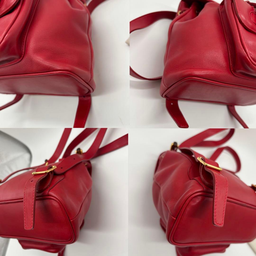 激レア美品 ✨ GUCCI リュック カーフレザー 赤 バンブー