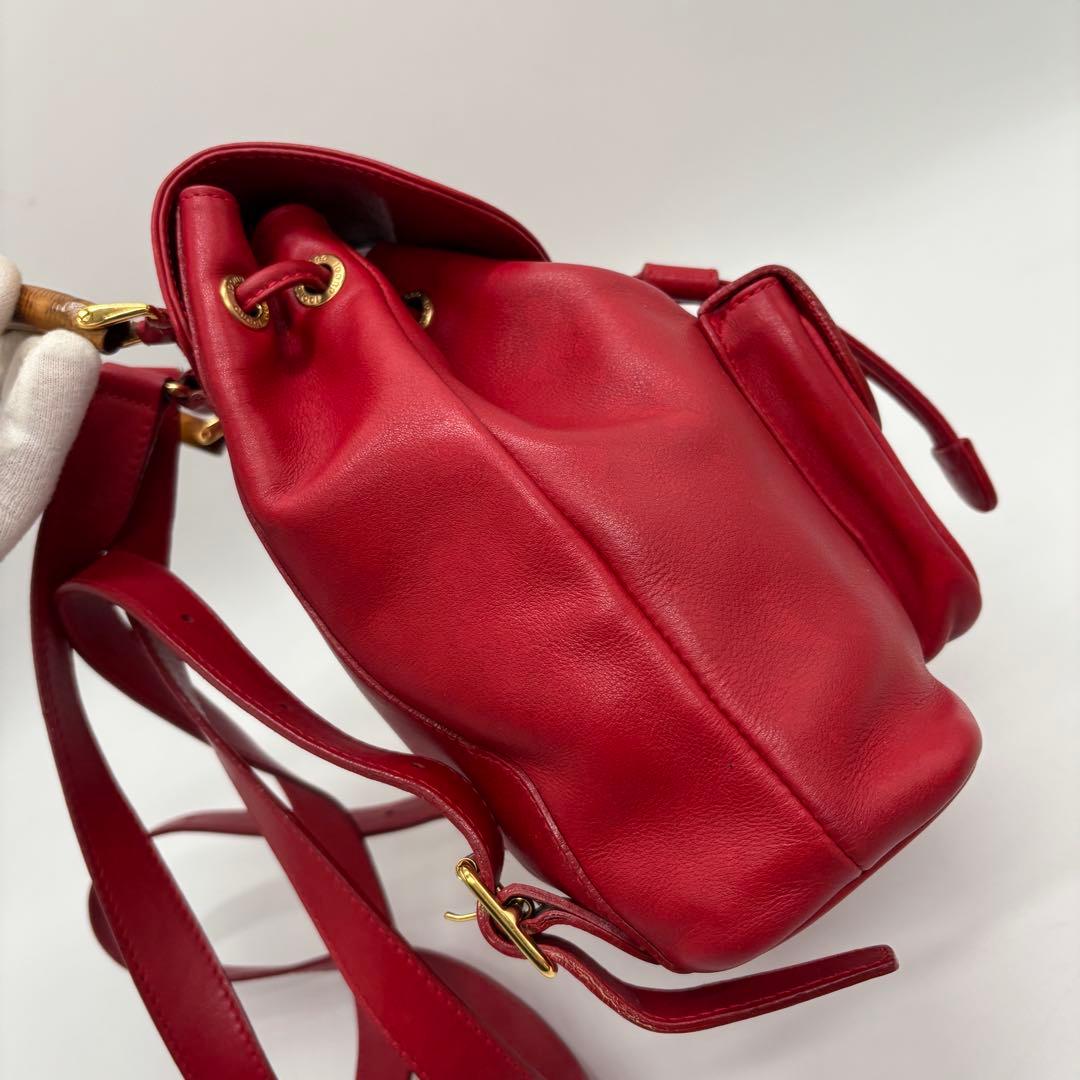 激レア美品 ✨ GUCCI リュック カーフレザー 赤 バンブー