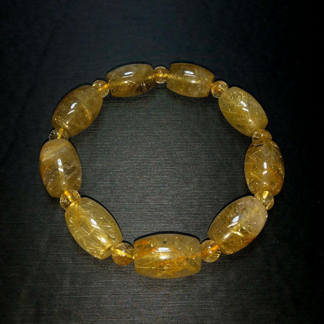 専用【お手頃品質】ゴールドルチルクォーツ《樽型》ブレスレット　珍品　希少