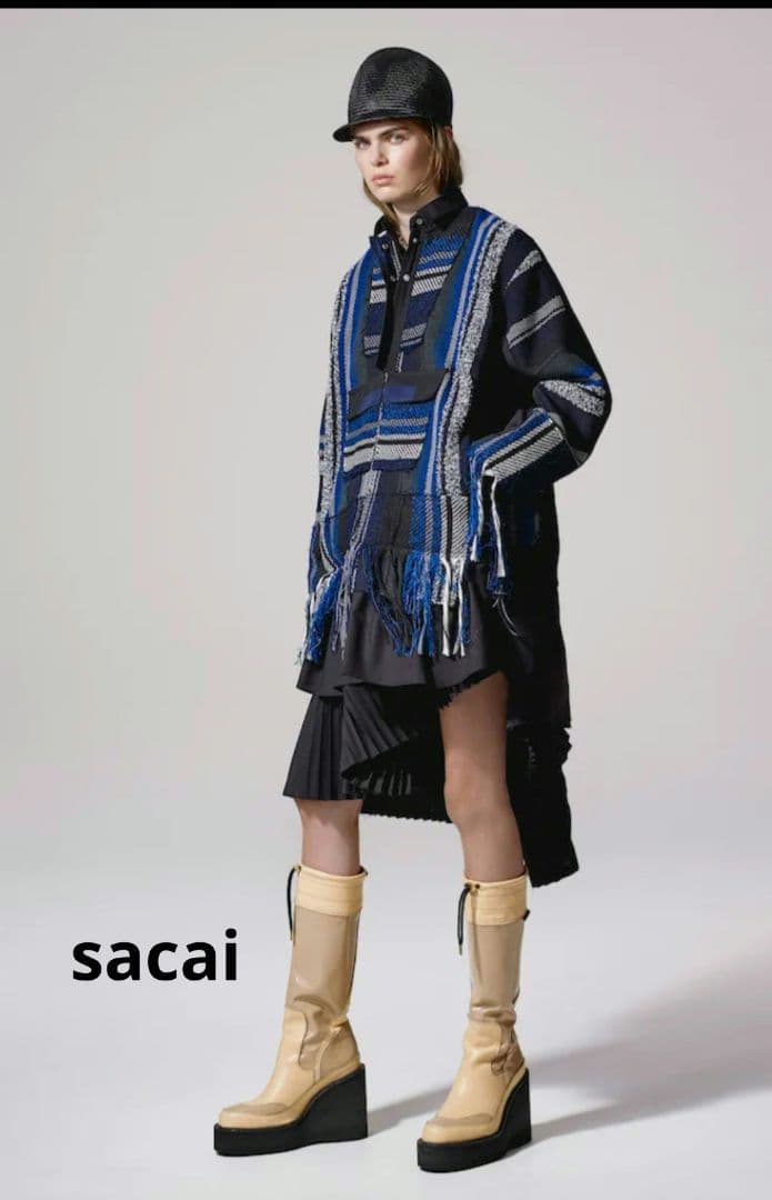 sacai ニットレイヤードシャツワンピース sacai（サカイ） レイヤードニットシャツワンピース 23-06531 ホワイト