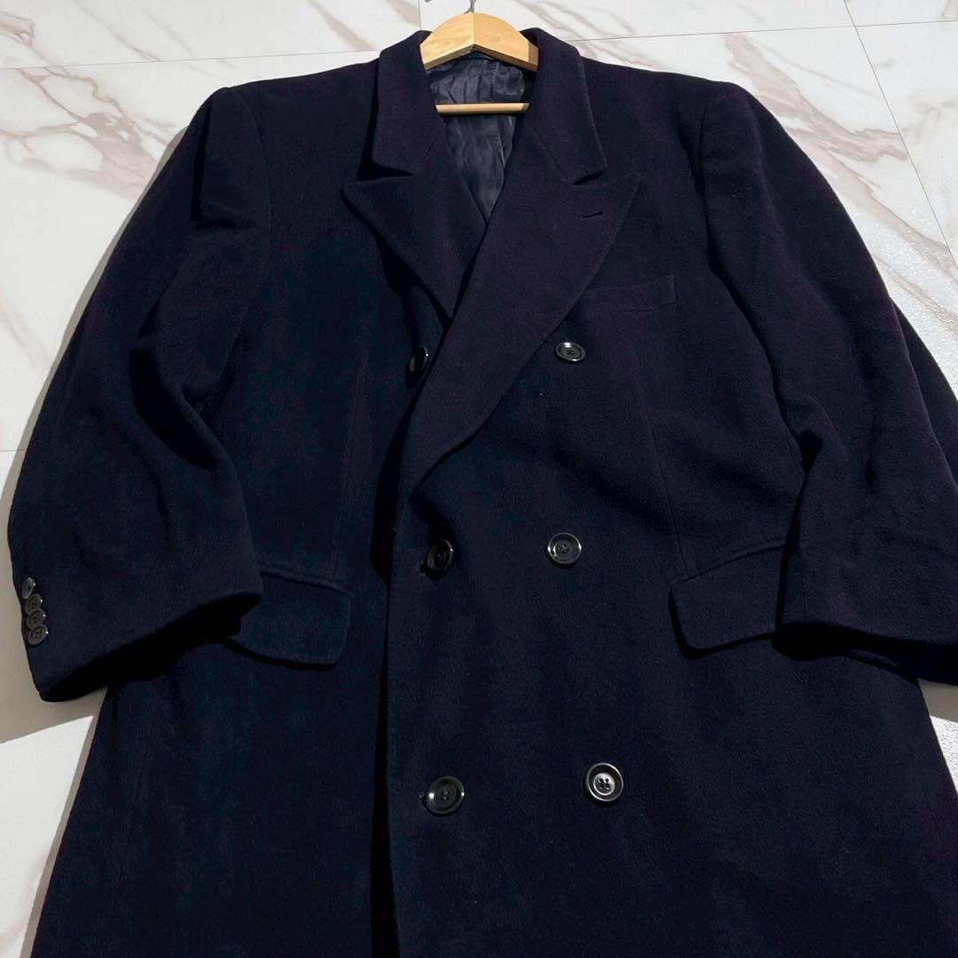 【美品✨】BLICKER ダブルチェスターコート カシミヤ100% ネイビーXL