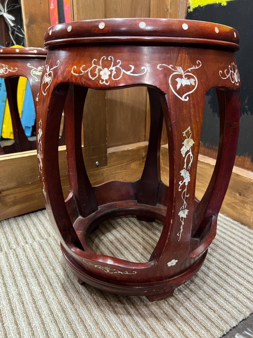 ※スツール 花台 螺鈿象嵌細工 ①