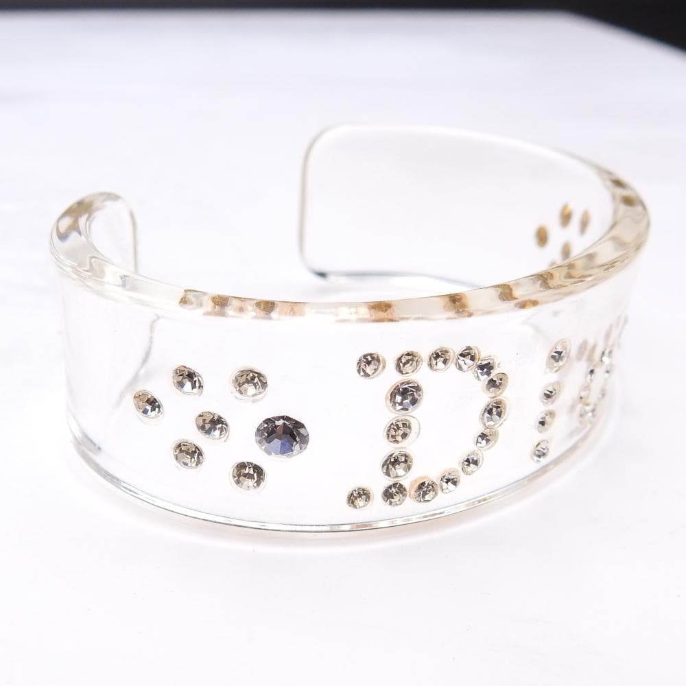 Christian Dior ラインストーン バングル ロゴ プラスチック