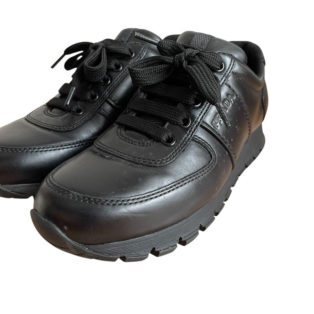 未使用級✨　PRADA SPORT スニーカー　レザー　黒　22.5相当