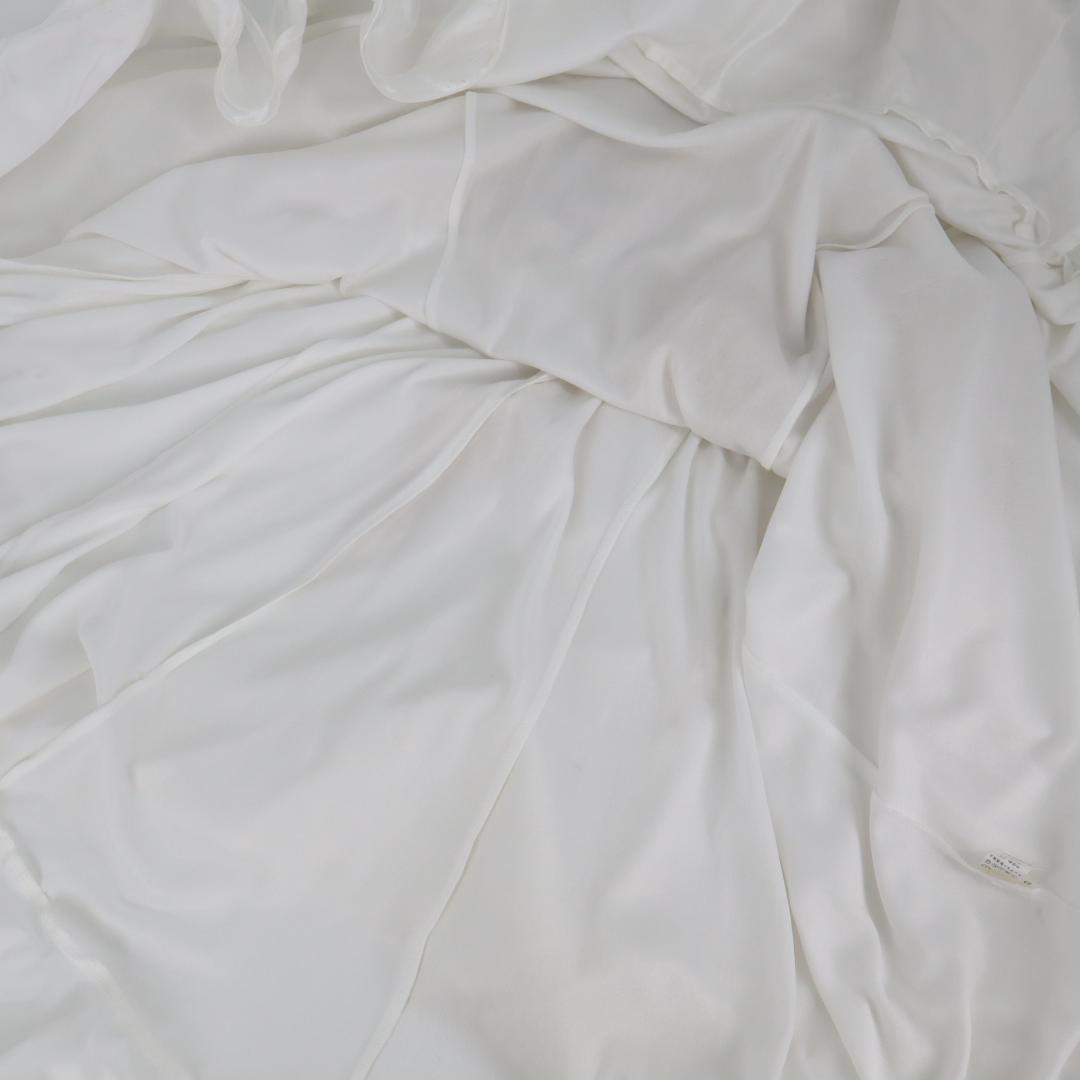 【美品 社交ダンス衣装】ゴールドレース地×ホワイト ドレス チョーカー