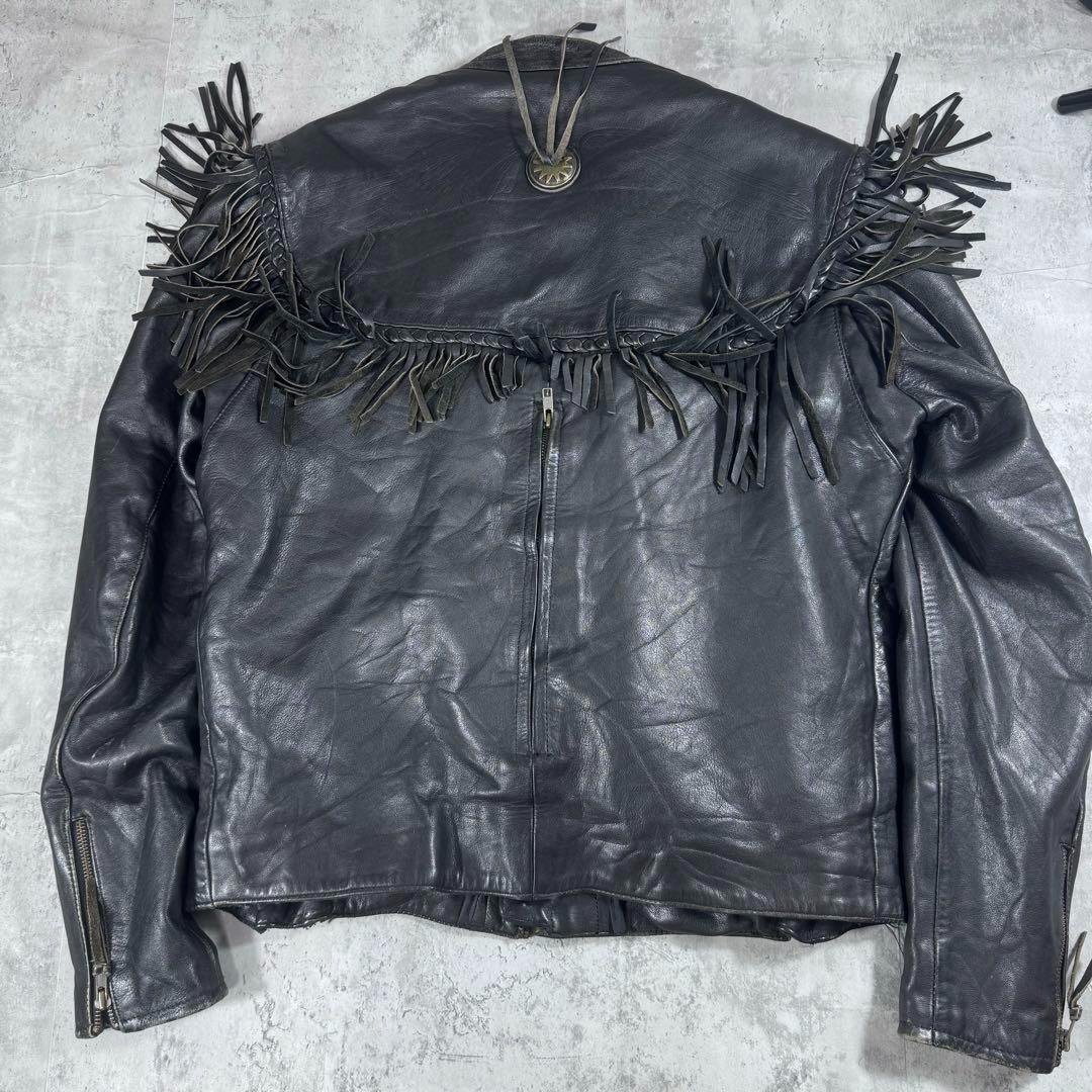 キングサイズ 44 ハーレー WillieG フリンジ ライダース レザー