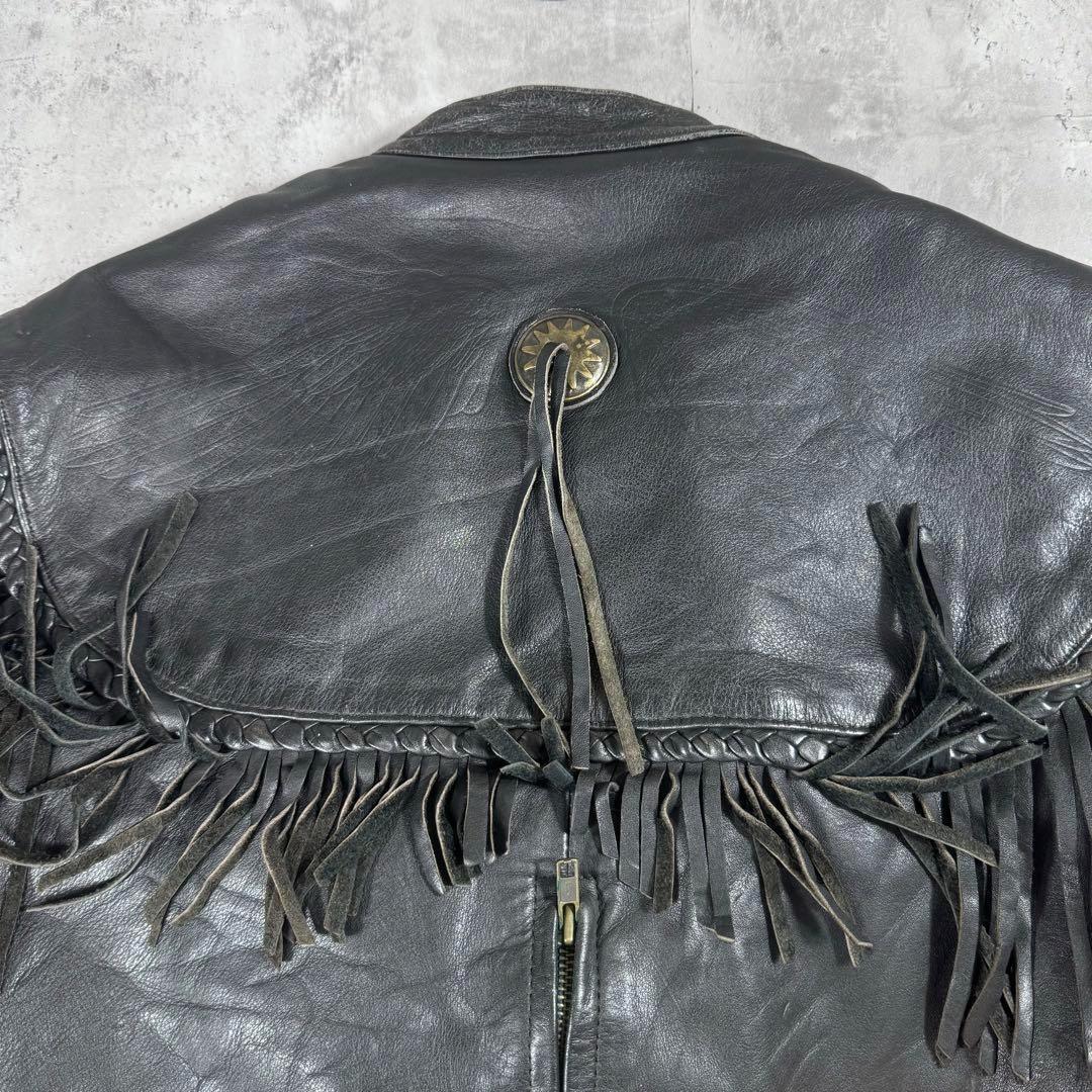 キングサイズ 44 ハーレー WillieG フリンジ ライダース レザー