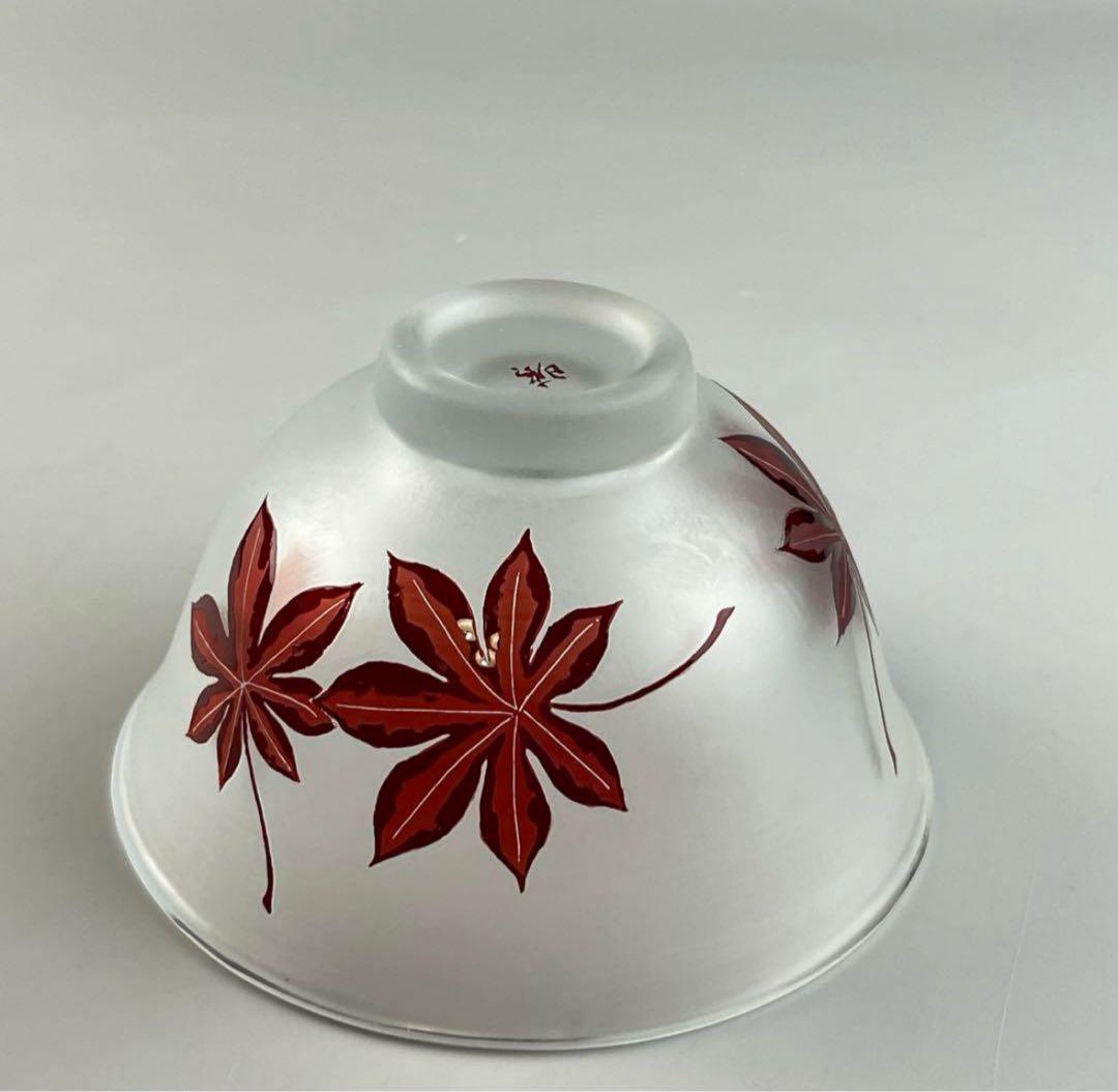 山本曠 ガラス 紅葉 茶碗 茶道具 玻璃 ガラス茶碗