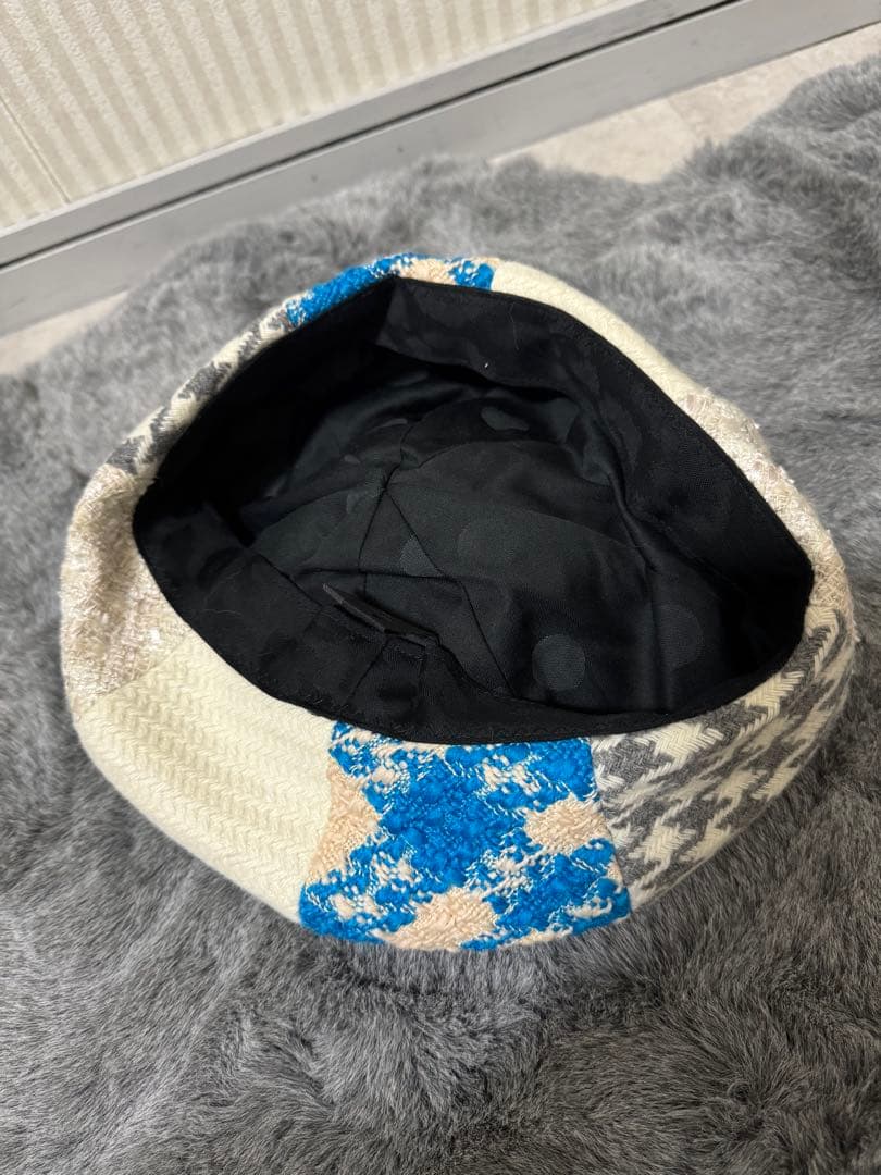 ca4la marshmallow2 FOXファー付き　ベレー帽　ツイード