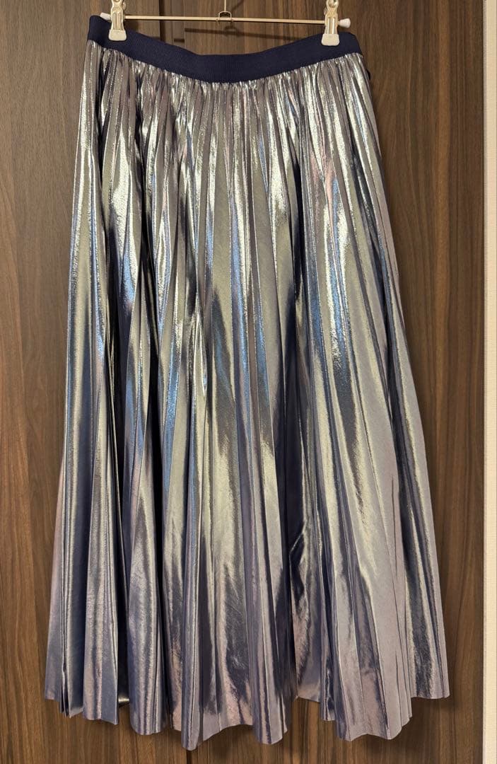 アナイ　ホイルクリスタルプリーツ スカート　シルバー　40