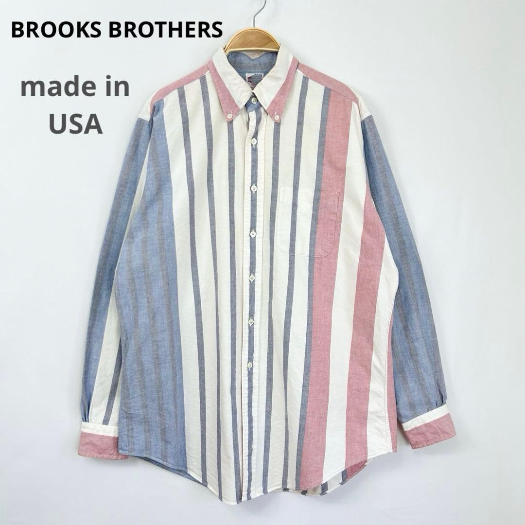 USA製 ブルックスブラザーズ マルチストライプ 長袖 BDシャツ S67