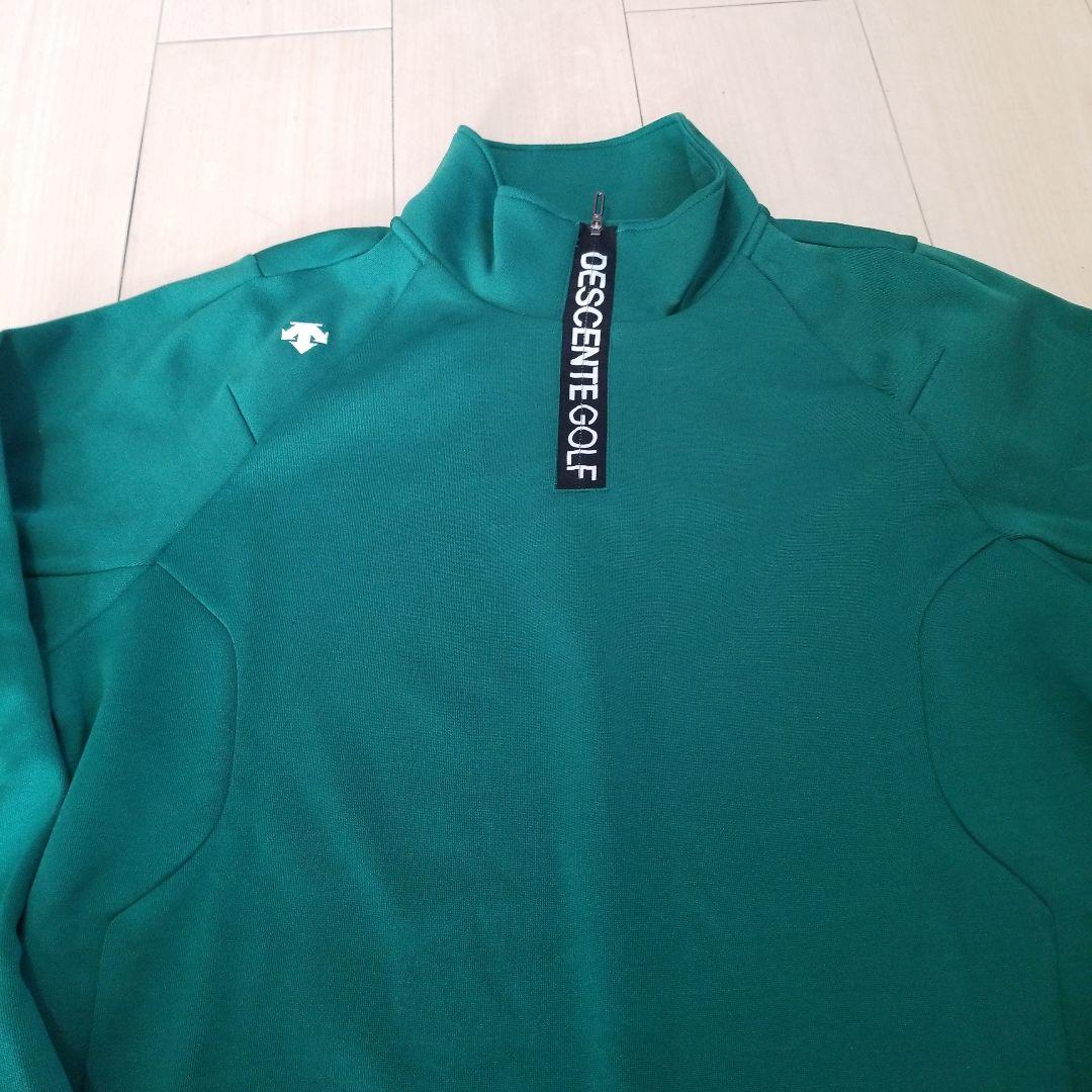 DESCENTE GOLF ハイネックシャツ 緑　ハーフジップ　XL
