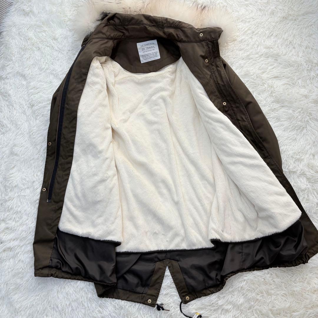 【イエナ】モッズコート　ライナー付き　ファー　L カーキ　ロング丈