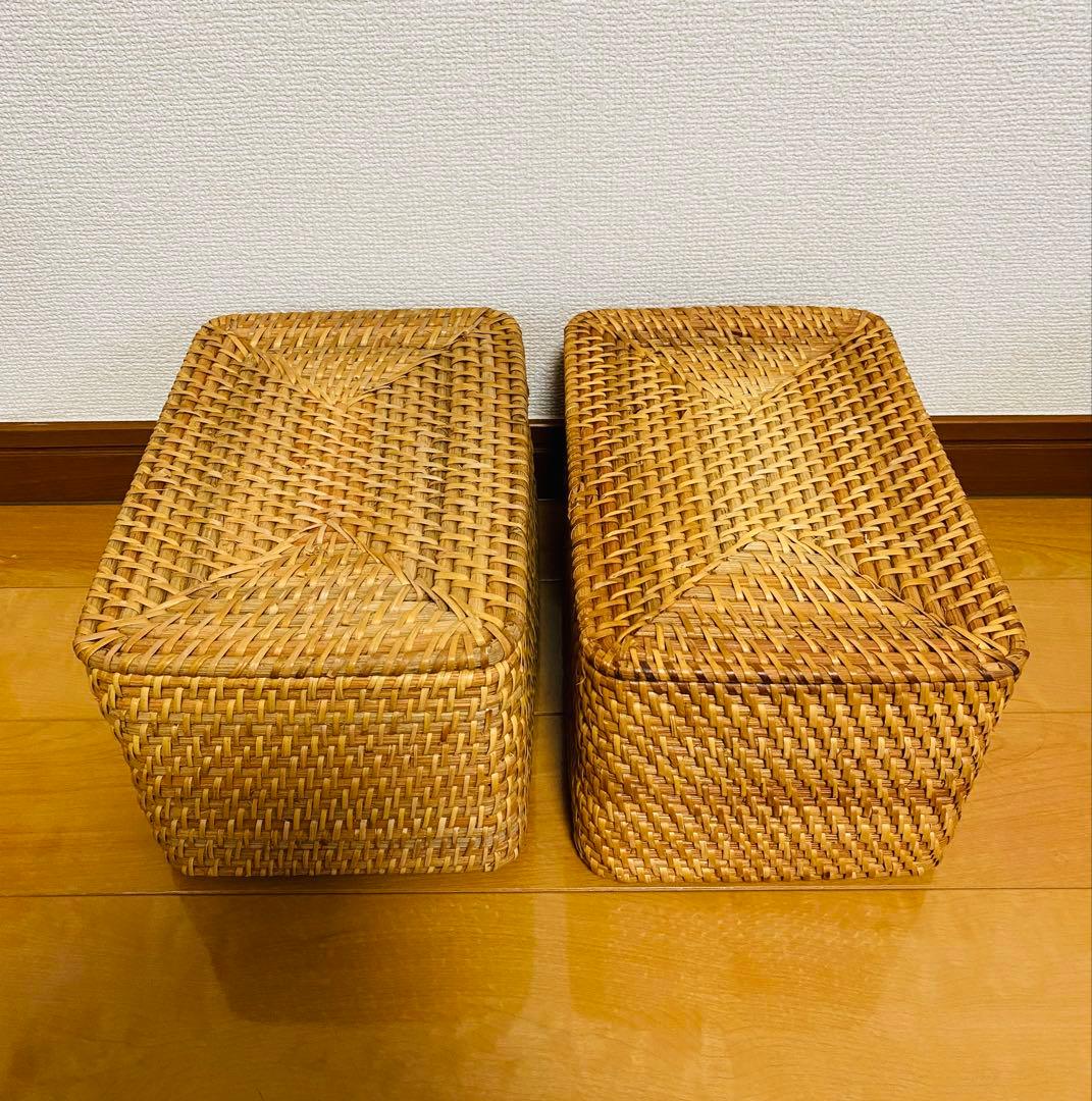 無印良品 ラタンボックス　セット　重なるラタンバスケット