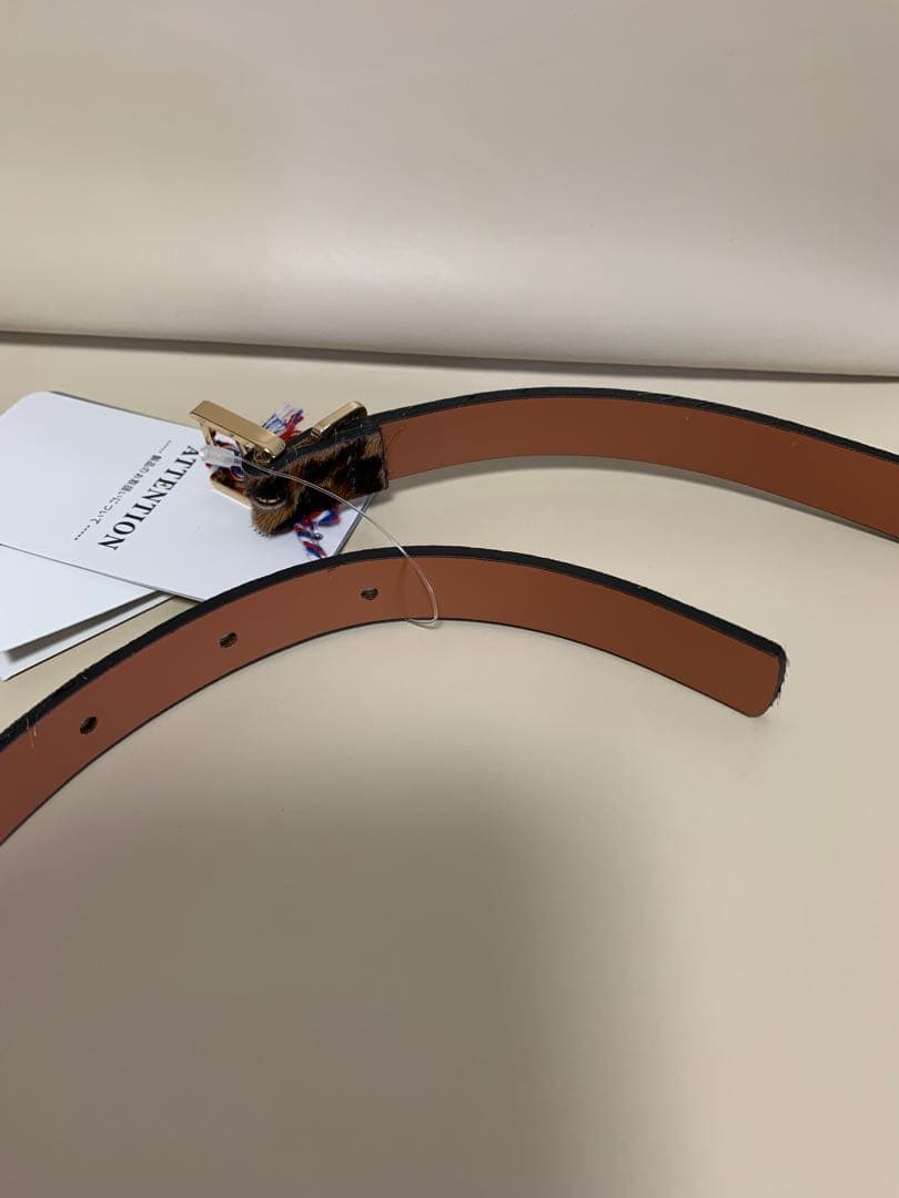 ❣️未使用タグ付き　Maison Boinet ハラコ　レオパード柄ベルト