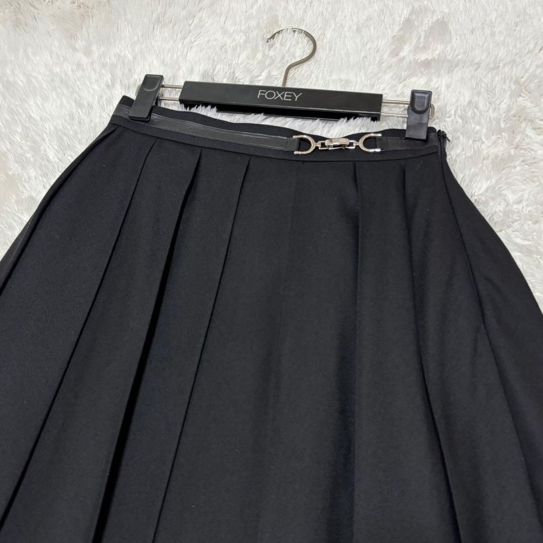 20年 FOXEY フォクシー プリーツスカート 40151 ウール混 現行
