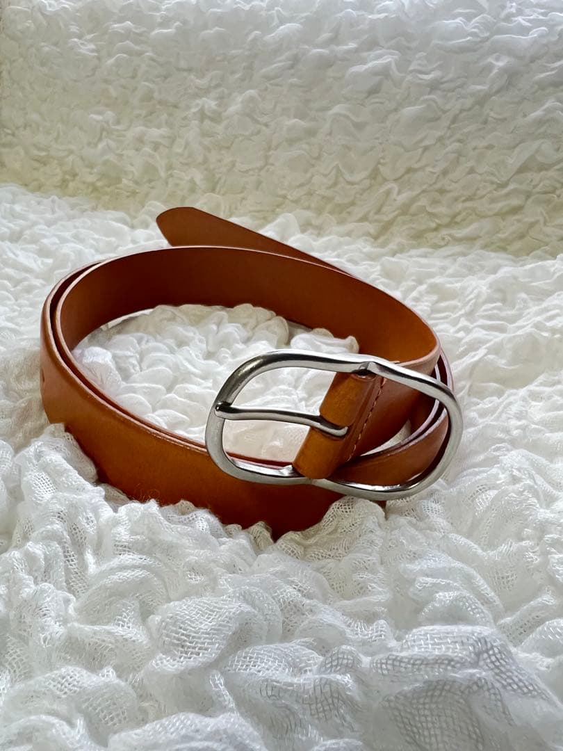 【美品】ETRE TOKYO ブラスバックルレザーベルト ベージュ