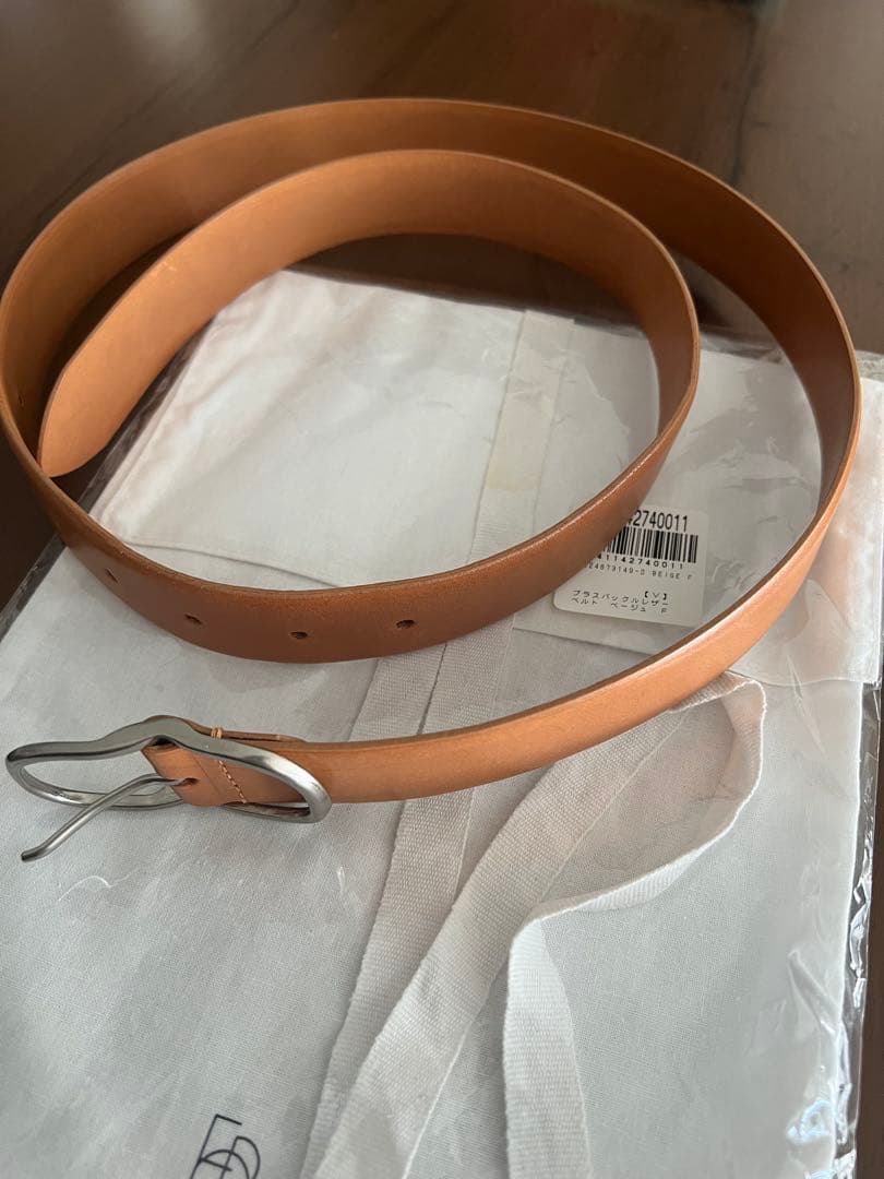 【美品】ETRE TOKYO ブラスバックルレザーベルト ベージュ