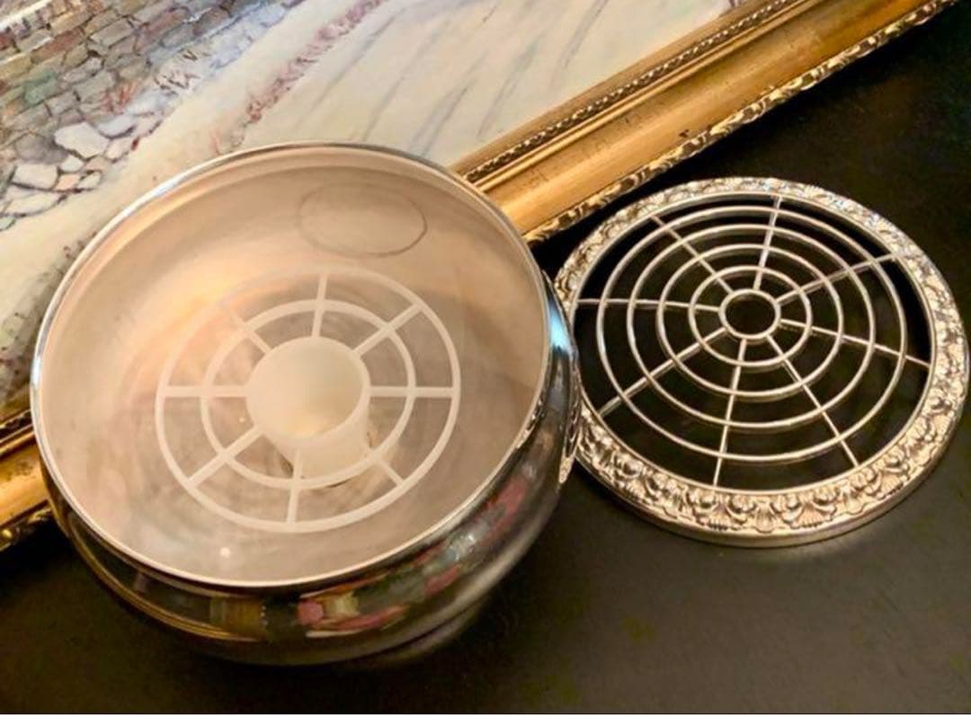 英国 アンティーク IANTHE フラワー/ローズボウル・ベース/花器 銀メッキ