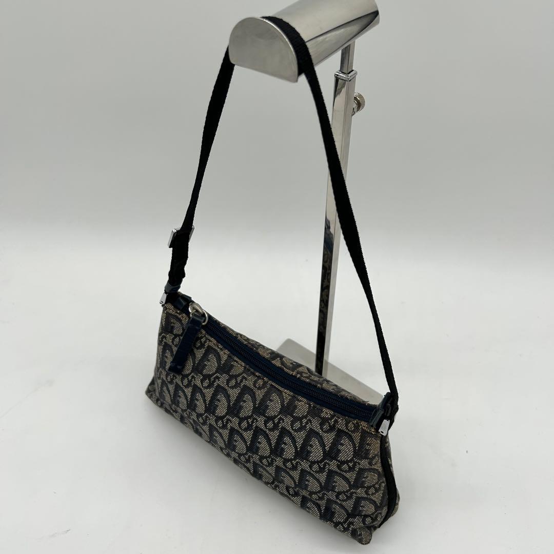 【美品】クリスチャンディオール アクセサリーポーチ トロッター ネイビー 肩掛け