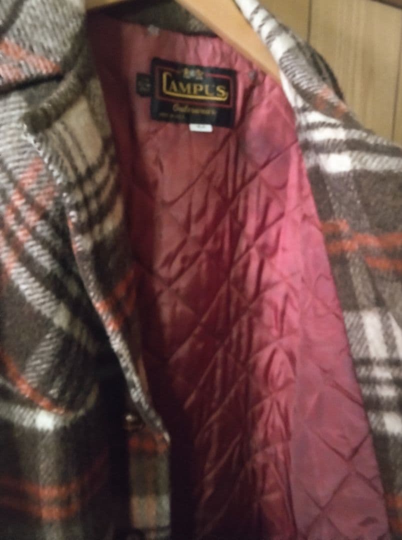 USA製44】60s CAMPUS ウールチェック ランチコート XL