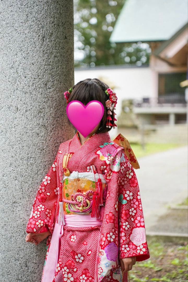 七五三　着物　7歳　正絹　フルセット　赤　ピンク　絞り柄