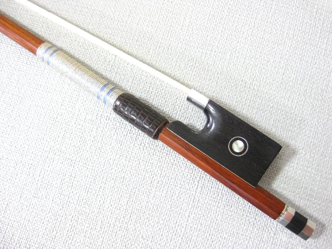 【上質ノースタンプ】 フェルナンブコ・銀黒檀 バイオリン弓 4/4