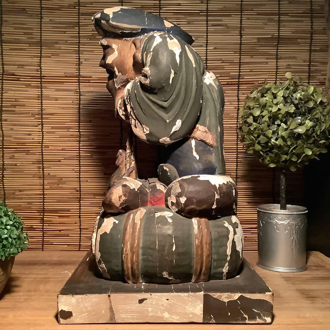 室町〜江戸期・福徳神「大黒天」密教伝来・￼ 比叡山・財運福徳・木彫